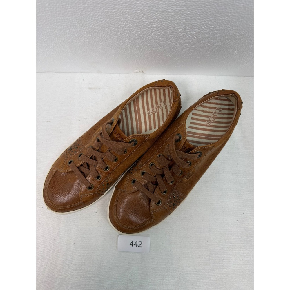 Taos Freedom Sneakers Women 9.5 Brown Excellent‎ Leather Lace Up Studded Low Top
